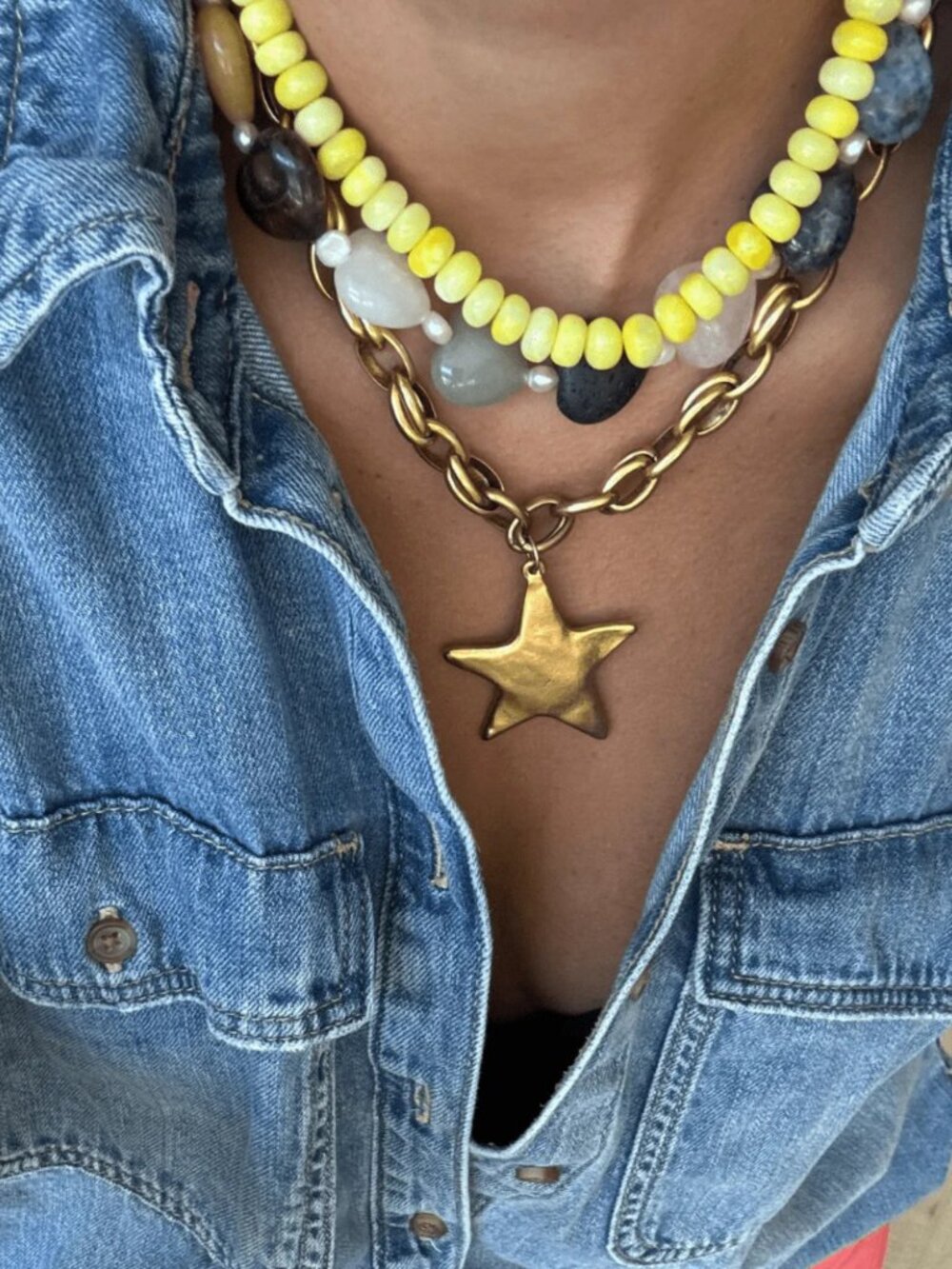 Bracha Gold Star Shine Necklace NEW